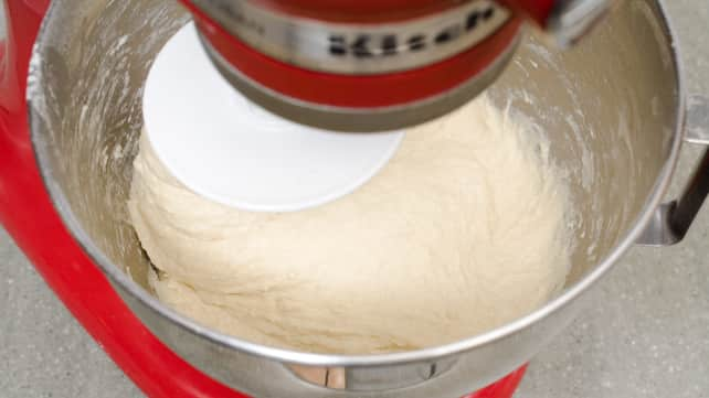 kneading dough with a kitchenaid mixer